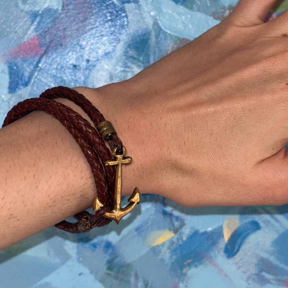 Kiel James Patrick Ocean Aged Whiskey Leather Bracelet